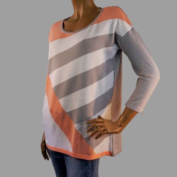 Angel Apparel Women Size Medium Tunic Top Cross Stripe Color Block - Picture 2 of 9
